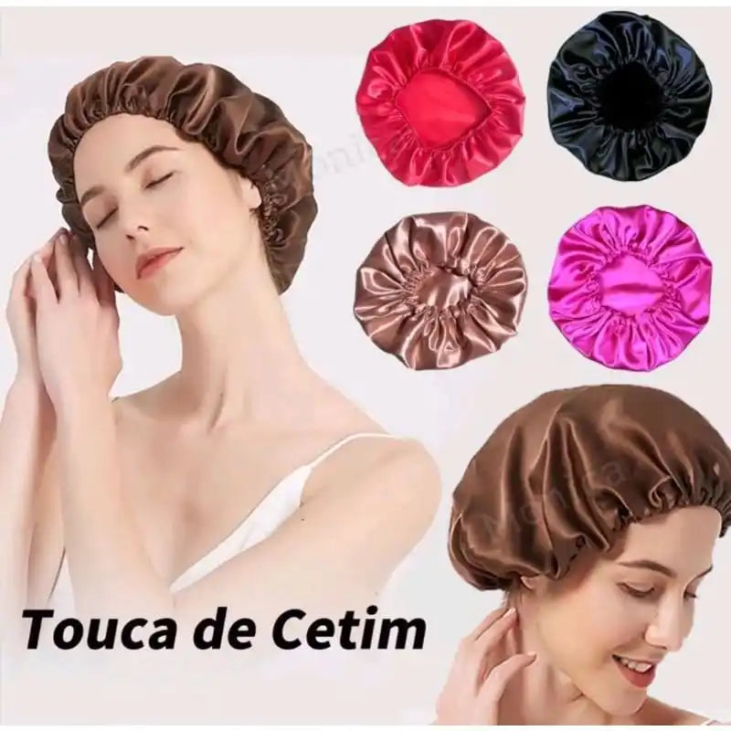 Kit com 3 Toucas de Cetim – Proteção e Beleza para Seus Cabelos