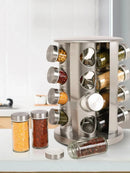 Porta Temperos Giratório Rosa Dourado com 17 Potes – Organização e Charme na Sua Cozinha