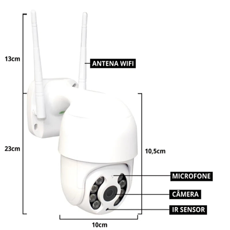 Câmera de Segurança IP A8 Wi-Fi Externa HD com Sensor de Movimento e PTZ Speed Dome