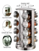 Porta Temperos Giratório Rosa Dourado com 17 Potes – Organização e Charme na Sua Cozinha