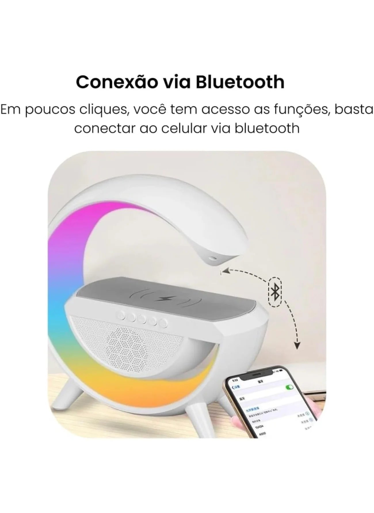 Alto-Falante Bluetooth G 3 em 1 com Estação Inteligente e Iluminação RGB