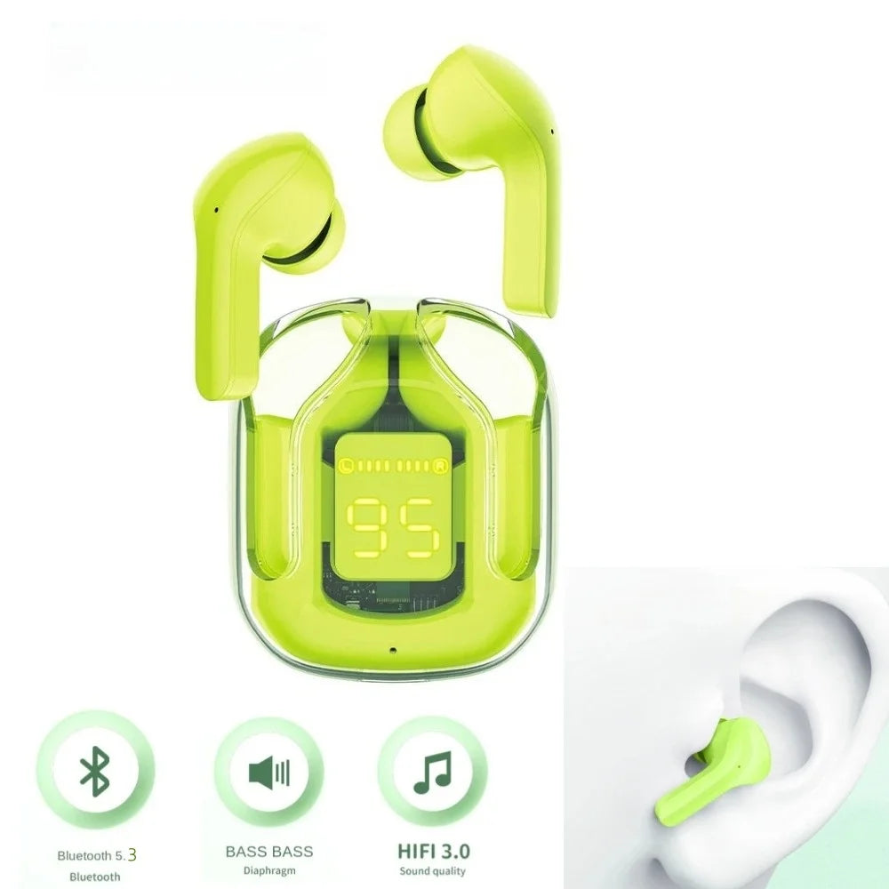 Fone Headset Transparente Sem Fio com Display Digital LED