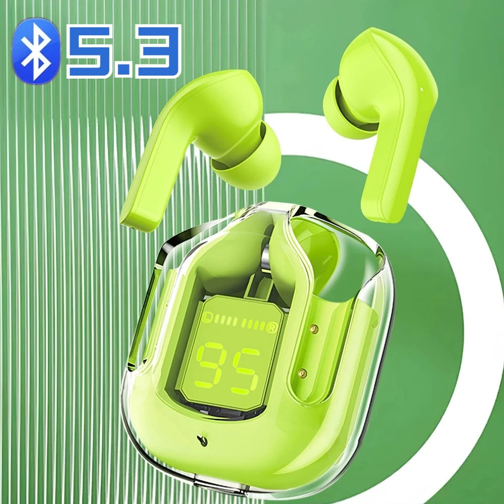 Fone Headset Transparente Sem Fio com Display Digital LED