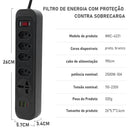 Extensão Elétrica USB Tipo-C com Filtro de Linha – 2m