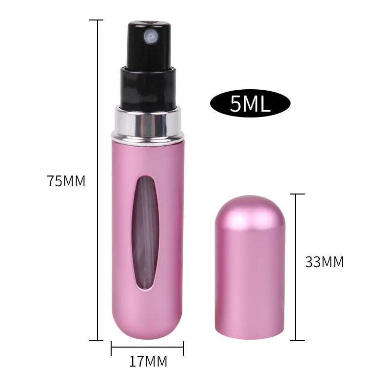 Garrafa de Perfume Recarregável Mini: Portátil e Elegante, Atomizer Spray Container para Cosméticos, Ideal para Viagens - 5ml e 8ml