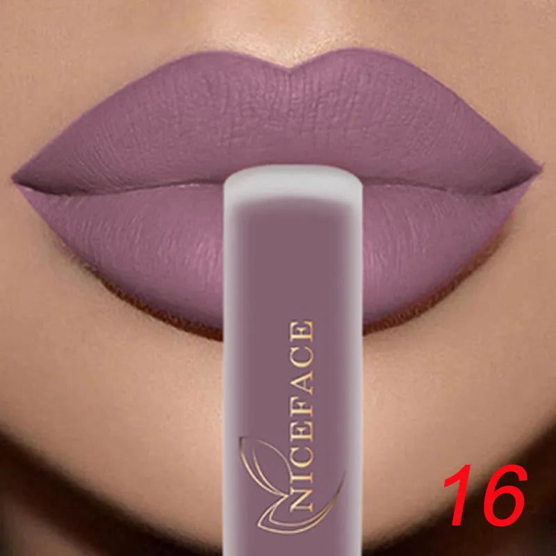 NICEFACE - Batons Líquidos Matte Nude: Impermeável, Brilho Labial de Longa Duração, Veludo Vermelho Sexy, Maquiagem Feminina, Cosméticos de Alta Qualidade