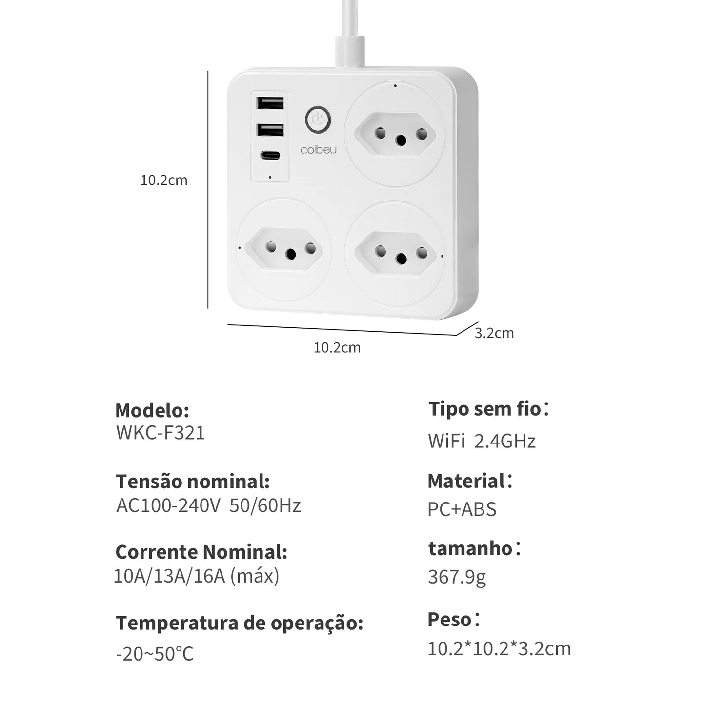 Extensão Elétrica USB Tipo-C com Filtro de Linha – 2m