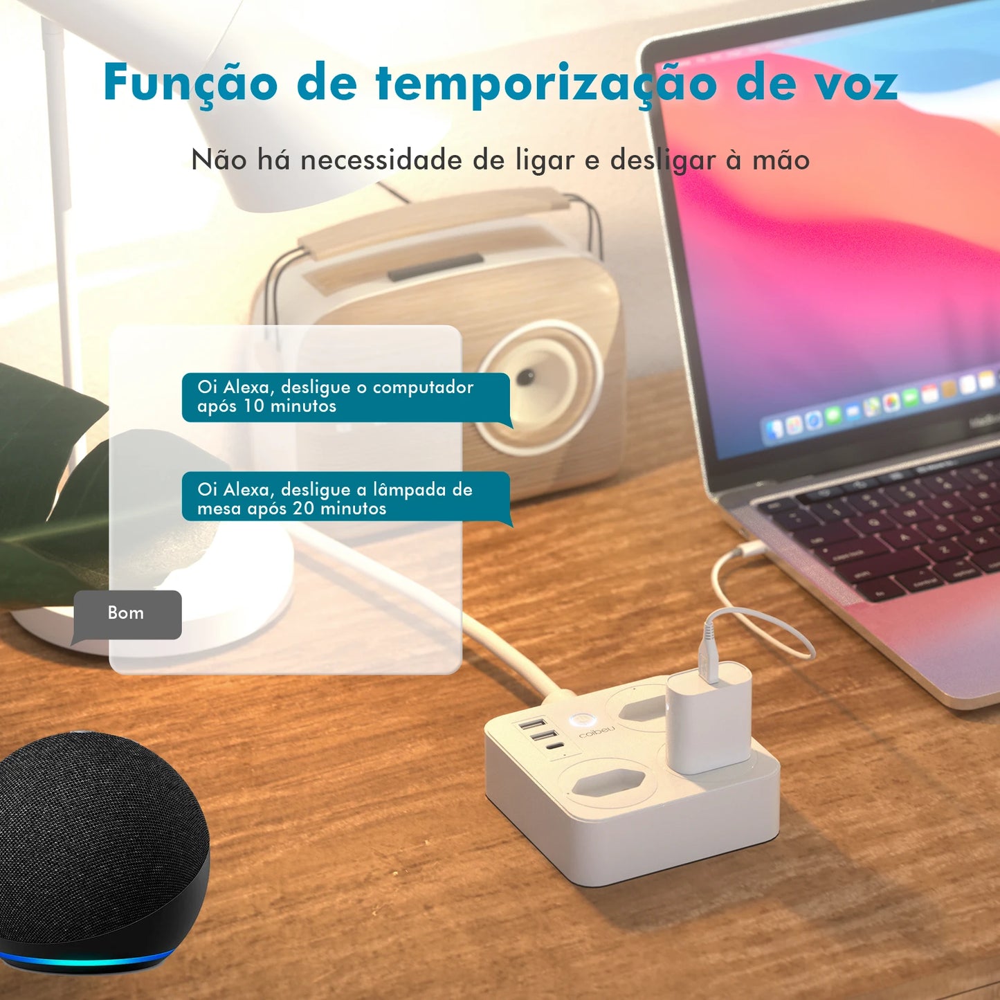 Extensão Elétrica USB Tipo-C com Filtro de Linha – 2m