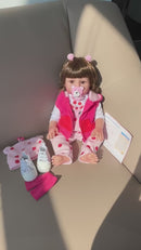 Boneca Bebê Reborn 48cm Menina Girafa Corpo de Silicone